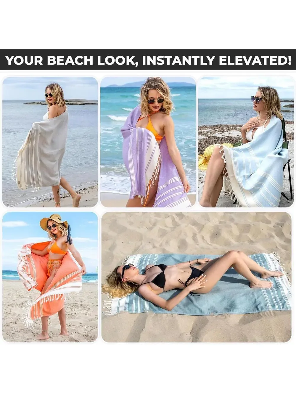 NWT DEMMEX Organic Diamond Turkish Bath & Beach Towel, 100% Oeko-Tex Cotton